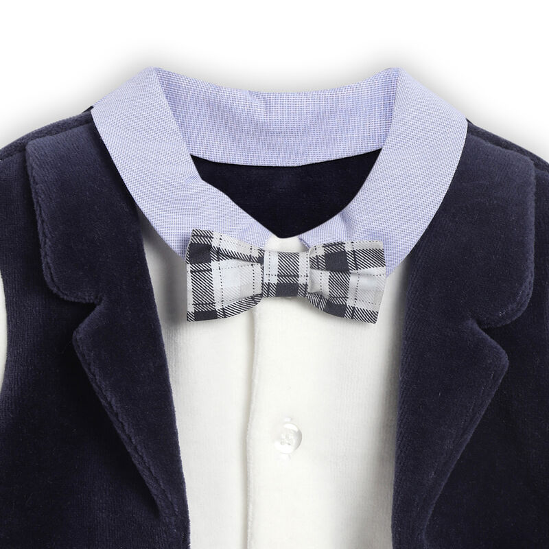 Boys White and Blue Solid Sweater with Leggings image number 4